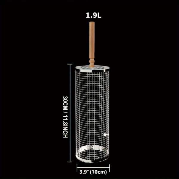 1pc Premium Nesting Grill Basket - Heavy-Duty, Durable Corrosion-Resistant 304 Stainless Steel with Ergonomic Wooden Grip, Easy-Foldable Grill Net for Even Cooking - Perfect for Grilling Seafood, Veggies, and More, Ideal Gift for Outdoor Enthusiasts, Perf