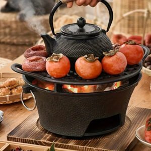 086ed152-b5d4-49df-a6b1-d3053dbc8369 1pc Round Outdoor Cast Iron Charcoal Stove - Fire Pits for Tea Brewing, Grilling, Heating - Durable, Portable, No Ignition, Ideal for Camping, Backyard, Patio
