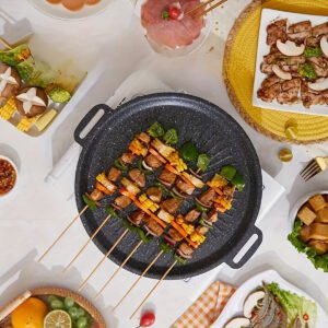 0a049cb5-69cc-4614-95be-35ba420c0e6c-1 Versatile Non-Stick Bbq Grill Pan - Perfect For Grilling Steaks & Meat | Ideal For Indoor/Outdoor Cooking | Great For Camping, Picnics & Home Kitchen Use | Cast Iron Construction | Essential Barbecue Accessory