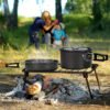 1set, Camping Pot And Pan Set For 2-3 People Use, Portable Cookware Tableware Set With Cooking Pot, Frying Pan, Kettle, Knives And Forks