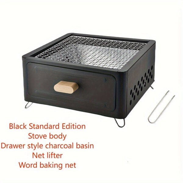 1pc Portable Square Charcoal Grill, Smokeless Outdoor Camping BBQ Stove, Compact Travel Barbecue Grill For Picnics & Tailgating