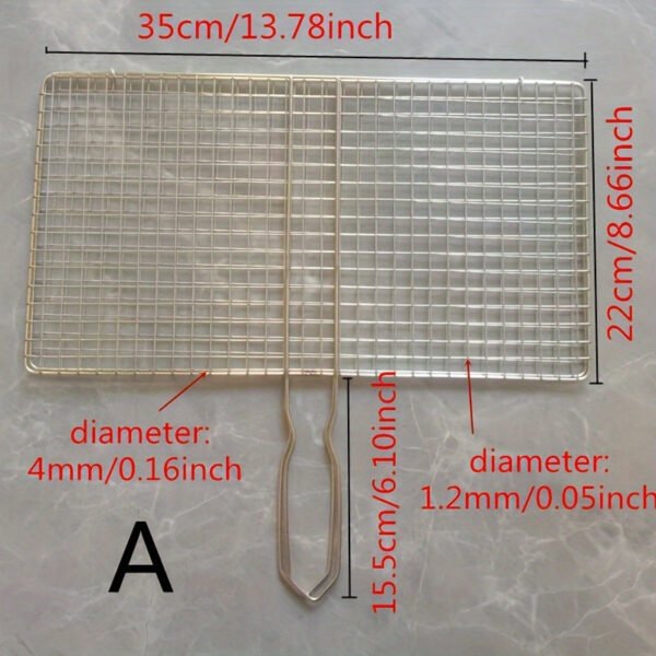 1pc Heavy-Duty Rustproof Stainless Steel BBQ Grill Basket - Perfect for Grilling Meat, Steak, Shrimp, Vegetables, Chops - Ideal for Outdoor Picnic, Camping, and Backyard BBQs - Durable, Easy-to-Clean, and Space-Saving Grill Accessories