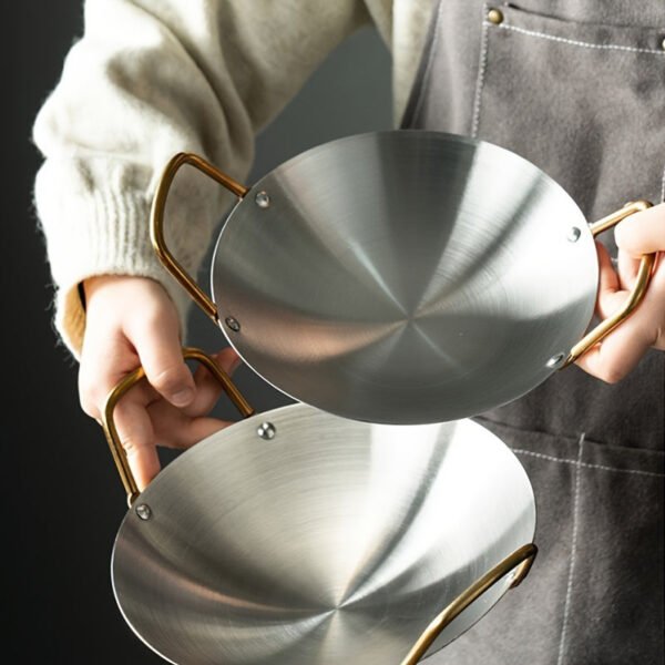 Thickened Stainless Steel Wok - Large Capacity, Heavy-Duty, Round Bottom, Non-Stick, Durable, Easy Cleaning, Versatile Cooking Pot for Restaurant Kitchen, Outdoor Camping, and Home Cooking - Perfect for Stir-Frying, Braising, and Boiling