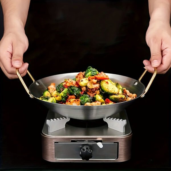 Thickened Stainless Steel Wok - Large Capacity, Heavy-Duty, Round Bottom, Non-Stick, Durable, Easy Cleaning, Versatile Cooking Pot for Restaurant Kitchen, Outdoor Camping, and Home Cooking - Perfect for Stir-Frying, Braising, and Boiling