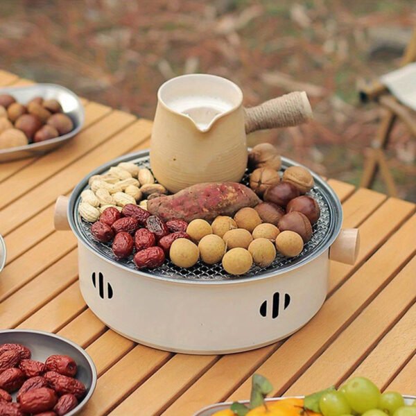 1set Portable Stainless Steel Tabletop BBQ Grill Pan - Durable, Compact, and Convenient Outdoor Grilling Solution with Grill Net - Essential Kitchen Supplies and BBQ Accessories for Household Use