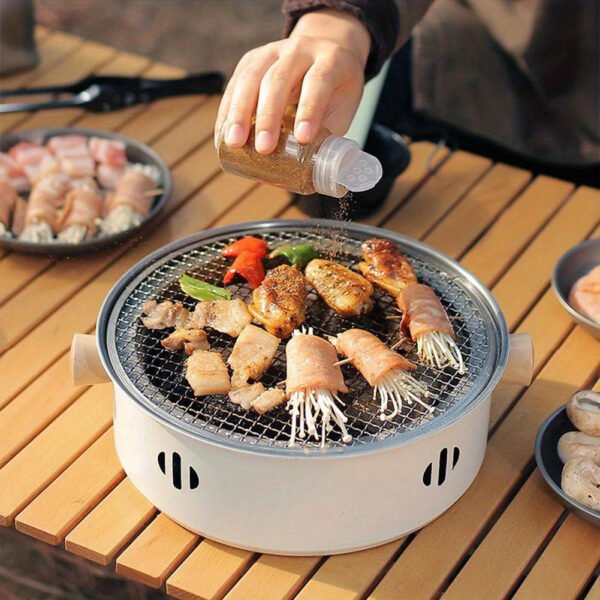1set Portable Stainless Steel Tabletop BBQ Grill Pan - Durable, Compact, and Convenient Outdoor Grilling Solution with Grill Net - Essential Kitchen Supplies and BBQ Accessories for Household Use