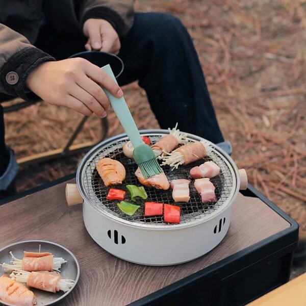 1set Portable Stainless Steel Tabletop BBQ Grill Pan - Durable, Compact, and Convenient Outdoor Grilling Solution with Grill Net - Essential Kitchen Supplies and BBQ Accessories for Household Use