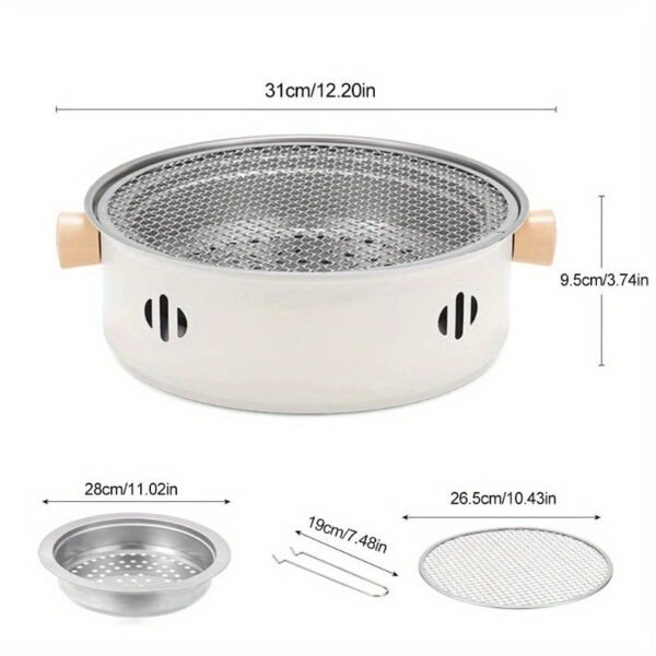 1set Portable Stainless Steel Tabletop BBQ Grill Pan - Durable, Compact, and Convenient Outdoor Grilling Solution with Grill Net - Essential Kitchen Supplies and BBQ Accessories for Household Use