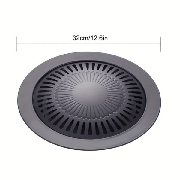 Cast Iron Korean-style Barbecue Grilling Plate - Non-stick Indoor & Outdoor Smokeless BBQ Tray for Meat and Vegetables - Compatible with Electric, Gas, Propane Stoves