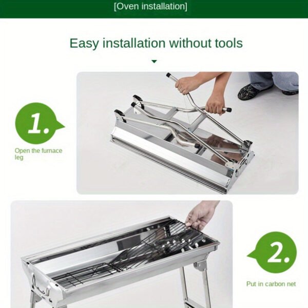 Stainless Steel Charcoal Grill Set - Portable, Foldable Design for Outdoor Cooking, Camping, Picnics & Travel - Durable BBQ Tools Kit