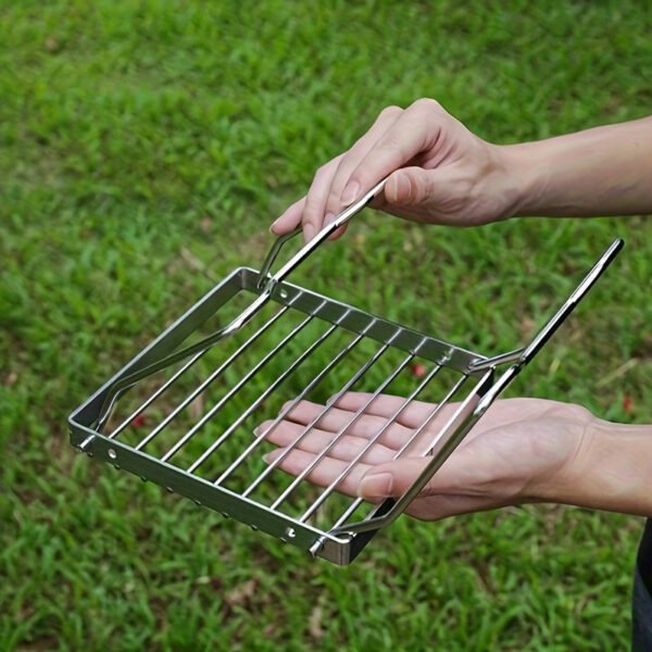 Ultra-Lightweight Stainless Steel Campfire Grill - Dual-Position Adjustable Bracket For Gas Stoves | Portable & Durable Outdoor Cooking Stand For Camping, Hiking, Picnics & Fishing