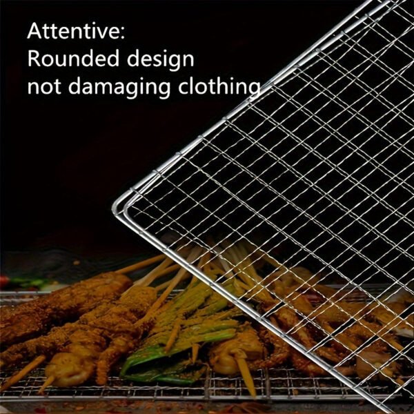 1pc Heavy-Duty Rustproof Stainless Steel BBQ Grill Basket - Perfect for Grilling Meat, Steak, Shrimp, Vegetables, Chops - Ideal for Outdoor Picnic, Camping, and Backyard BBQs - Durable, Easy-to-Clean, and Space-Saving Grill Accessories