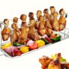 1set Stainless Steel Barbecue Grill Chicken Leg Rack + Tray Set/ Only 1pc Chicken Leg Rack, Outdoor Barbecue Rack Double-layer Vegetable Meat Rack, Kitchen Supplies, Kitchen Accessories, BBQ Accessories