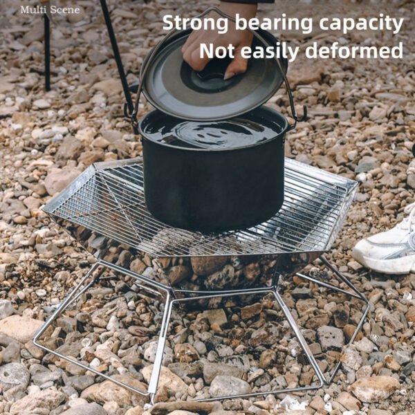 Hexagonal Folding Wood Stove - Portable, Multifunctional Charcoal BBQ Camping Fire Table with Folding Design for Outdoor Adventures