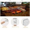 Adjustable 3-Section Metal Grill Basket with Detachable Wooden Handle - Versatile BBQ Cage for Grilling & Baking, Heavy-Duty Barbecue Turner Tool