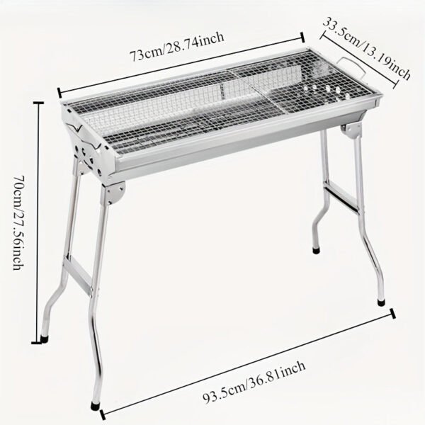 Stainless Steel Charcoal Grill Set - Portable, Foldable Design for Outdoor Cooking, Camping, Picnics & Travel - Durable BBQ Tools Kit