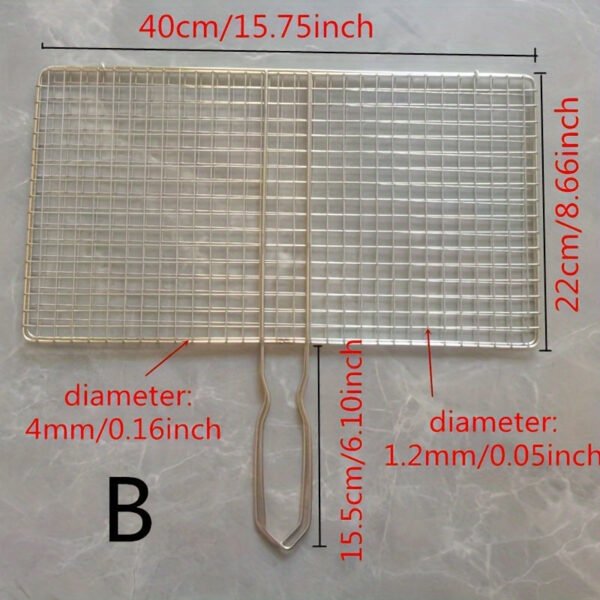 1pc Heavy-Duty Rustproof Stainless Steel BBQ Grill Basket - Perfect for Grilling Meat, Steak, Shrimp, Vegetables, Chops - Ideal for Outdoor Picnic, Camping, and Backyard BBQs - Durable, Easy-to-Clean, and Space-Saving Grill Accessories