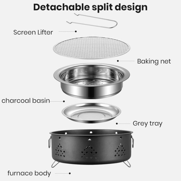 12 Inch Portable Barbecue Charcoal Grill for Camping, Small/Mini Round BBQ Stainless Stove with Folding legs & Carry Bag for Outdoor Cooking, Picnic, Hiking, Fishing & Party Black