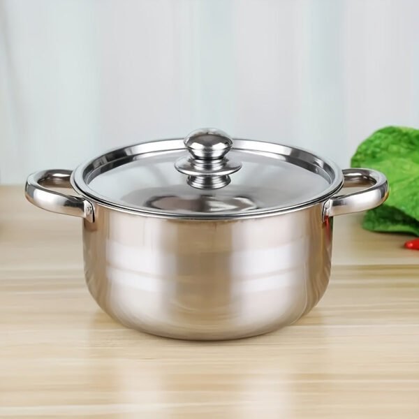 4-Piece Stainless Steel Cooking Pot Set - 410 Grade, Durable 0.5mm Thickness, Uncharged, with Lids & Handles, No Flint, Ideal for Ramadan Decoration & Camp Kitchen Essentials