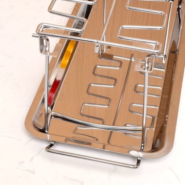 1set Stainless Steel Barbecue Grill Chicken Leg Rack + Tray Set/ Only 1pc Chicken Leg Rack, Outdoor Barbecue Rack Double-layer Vegetable Meat Rack, Kitchen Supplies, Kitchen Accessories, BBQ Accessories