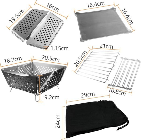 71A5XbsBViL._AC_SL1500 Mini Grill Small Folding Charcoal Barbecue Picnic Camping Portable Barbecue Outdoor Folding Suitcase Grill Charcoal Grill Stainless Steel Kebab BBQ Mobile Grill for Takeaway Garden Balcony