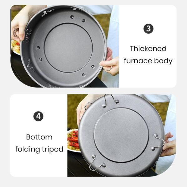 12 Inch Portable Barbecue Charcoal Grill for Camping, Small/Mini Round BBQ Stainless Stove with Folding legs & Carry Bag for Outdoor Cooking, Picnic, Hiking, Fishing & Party Black