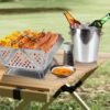 71PZsCvdqML._AC_SL1500 Mini Grill Small Folding Charcoal Barbecue Picnic Camping Portable Barbecue Outdoor Folding Suitcase Grill Charcoal Grill Stainless Steel Kebab BBQ Mobile Grill for Takeaway Garden Balcony