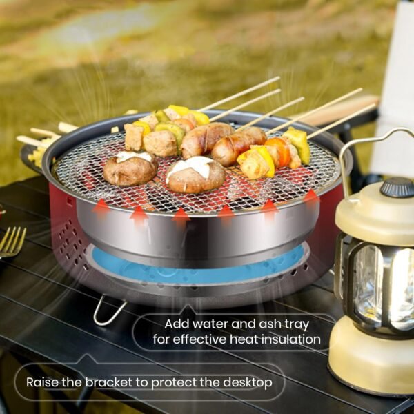 12 Inch Portable Barbecue Charcoal Grill for Camping, Small/Mini Round BBQ Stainless Stove with Folding legs & Carry Bag for Outdoor Cooking, Picnic, Hiking, Fishing & Party Black