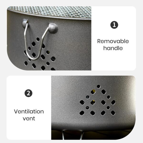 12 Inch Portable Barbecue Charcoal Grill for Camping, Small/Mini Round BBQ Stainless Stove with Folding legs & Carry Bag for Outdoor Cooking, Picnic, Hiking, Fishing & Party Black