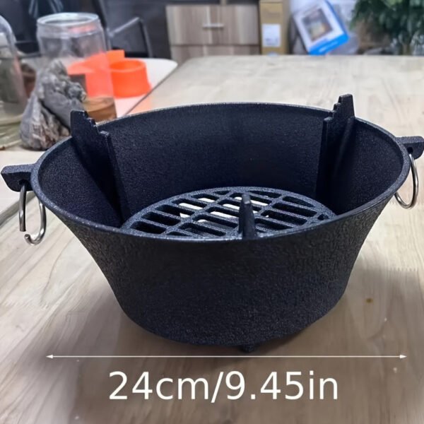 1pc Round Outdoor Cast Iron Charcoal Stove - Fire Pits for Tea Brewing, Grilling, Heating - Durable, Portable, No Ignition, Ideal for Camping, Backyard, Patio