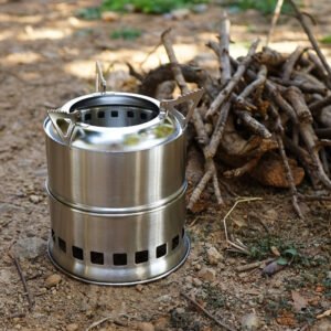 Mini Stainless Steel Portable Outdoor Camping Stove - Durable, Wood Burning, No Ignition Function, Perfect for Backpacking, Hiking, and Outdoor Adventures!