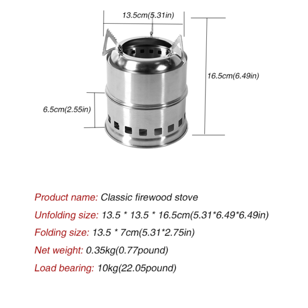 Mini Stainless Steel Portable Outdoor Camping Stove - Durable, Wood Burning, No Ignition Function, Perfect for Backpacking, Hiking, and Outdoor Adventures!