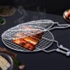 1pc, Stainless Steel Folding Barbecue Net Clip, Round Grill Net, Removable Grill Basket, Barbecue Cage Grill Fish Net, Kitchen Supplies, Kitchen Accessories, BBQ Accessories