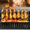 1set Stainless Steel Barbecue Grill Chicken Leg Rack + Tray Set/ Only 1pc Chicken Leg Rack, Outdoor Barbecue Rack Double-layer Vegetable Meat Rack, Kitchen Supplies, Kitchen Accessories, BBQ Accessories