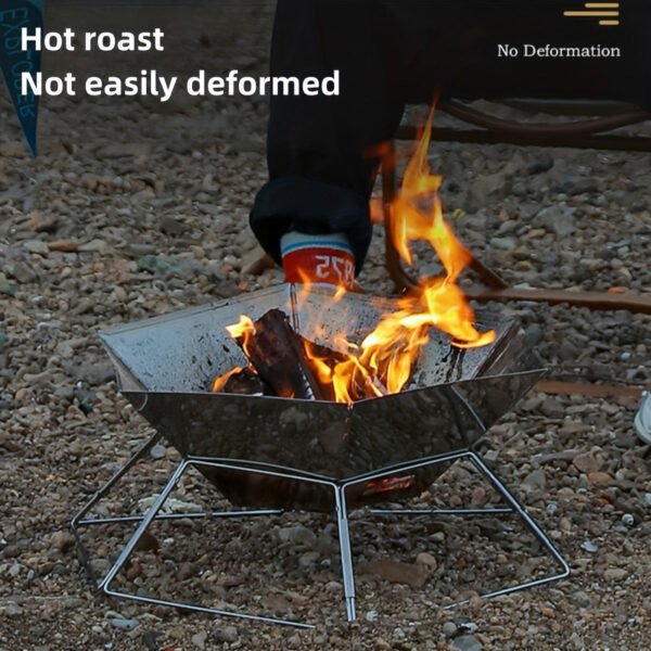 Hexagonal Folding Wood Stove - Portable, Multifunctional Charcoal BBQ Camping Fire Table with Folding Design for Outdoor Adventures