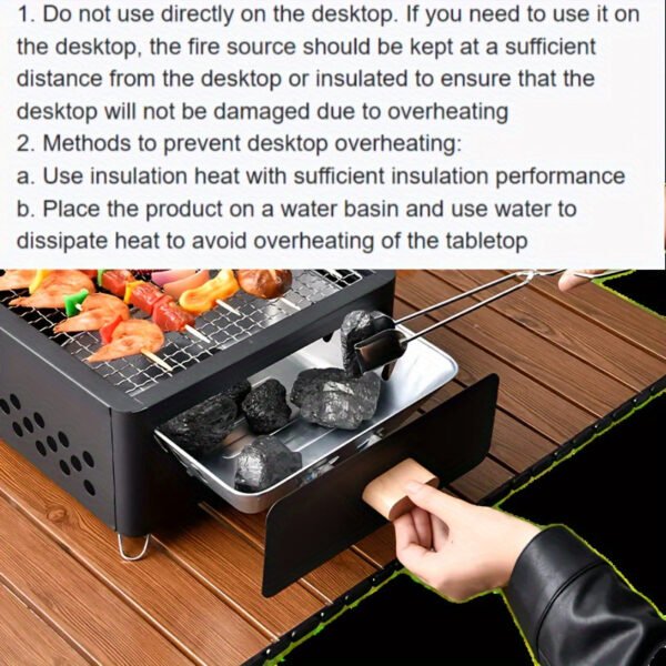 1pc Portable Square Charcoal Grill, Smokeless Outdoor Camping BBQ Stove, Compact Travel Barbecue Grill For Picnics & Tailgating