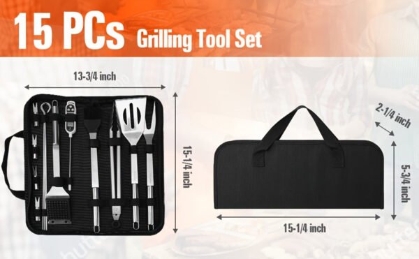ValueMax 15 Pcs BBQ Grill Accessories, Grill Set, Grilling Gifts For Men, Barbecue Tools For Indoor & Outdoor Grill/Cooking, Camping