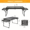Folding Table with 2 Wing Panels, Camping Table with Mesh Desktop, Height Adjustable Folding Grill Table, Portable Outdoor Table for Picnic, Camping, BBQ, Beach