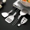 Outdoor Folding Kitchenware Set Camping And Traveling Portable 304 Stainless Steel Stir Fried Vegetable Pot Shovel Soup Spoon Meal Kitchenware