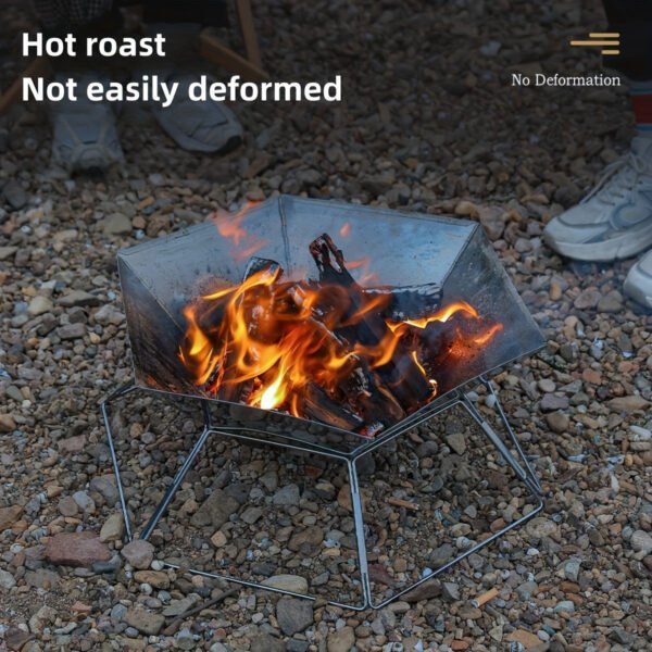 Hexagonal Folding Wood Stove - Portable, Multifunctional Charcoal BBQ Camping Fire Table with Folding Design for Outdoor Adventures