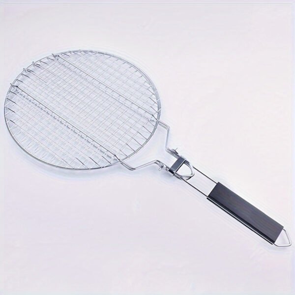 1pc, Stainless Steel Folding Barbecue Net Clip, Round Grill Net, Removable Grill Basket, Barbecue Cage Grill Fish Net, Kitchen Supplies, Kitchen Accessories, BBQ Accessories