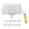 Adjustable 3-Section Metal Grill Basket with Detachable Wooden Handle - Versatile BBQ Cage for Grilling & Baking, Heavy-Duty Barbecue Turner Tool