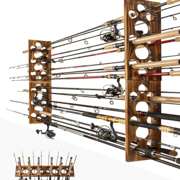 Fishing Rod Rack Wall/Ceiling Mounted Organizer for 12/18/20 Rods, Space-Saving Storage for Garage