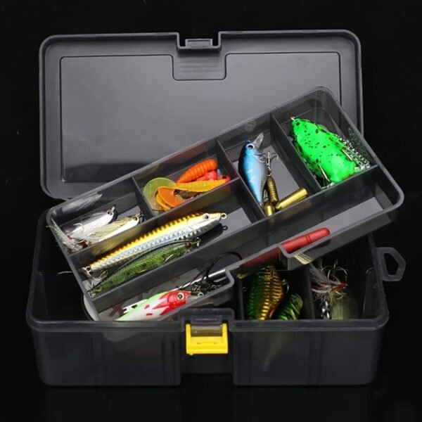 2ac5c455671c26d69526e2c4fca2c915.jpg Double-Layer Fishing Tackle Box Durable Plastic Storage with Multiple Compartments