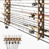 Fishing Rod Rack Wall/Ceiling Mounted Organizer for 12/18/20 Rods, Space-Saving Storage for Garage