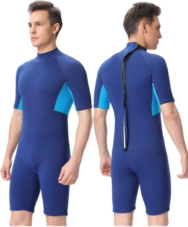 615N80cMS8L._AC_SL1500-20240618-095423.jpg Shorty Wetsuit Men and Women,2mm Neoprene Short Sleeves Wet Suits Back Zip, 1.5mm Shorty Surf Suit Keep Warm in Cold Water for Snorkeling Kayaking Boarding