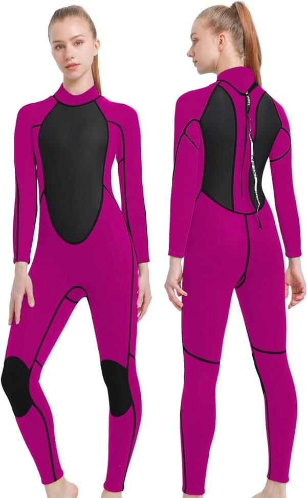 Men Wetsuit Neoprene Wet Suits Womens 3mm Full Body Long Sleeves Front Zipper Swimsuit for Scuba Diving Swimming Surfing Adult in Cold Water