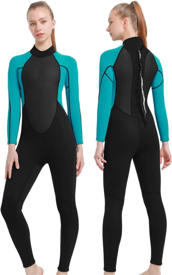 Men Wetsuit Neoprene Wet Suits Womens 3mm Full Body Long Sleeves Front Zipper Swimsuit for Scuba Diving Swimming Surfing Adult in Cold Water