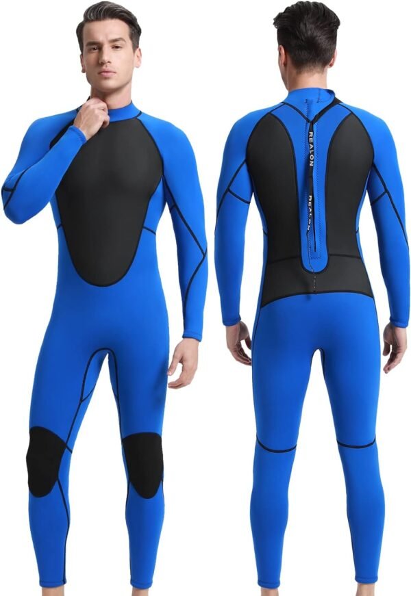 Men Wetsuit Neoprene Wet Suits Womens 3mm Full Body Long Sleeves Front Zipper Swimsuit for Scuba Diving Swimming Surfing Adult in Cold Water