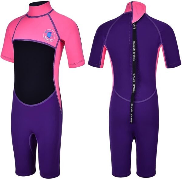 Kids Wetsuit for Toddler Girls Boys and Youth,3mm Neoprene Swimsuits Children Wet Suits 2mm Shorty/Full Long Sleeve Back Zip in Cold Water Warmth for Swimming Diving Jet Skiing Surfing